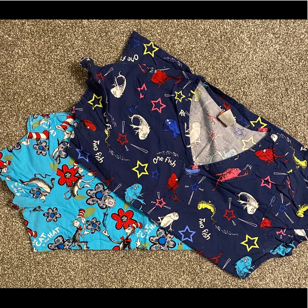 Set of 2 Dr Suess Scrub Tops